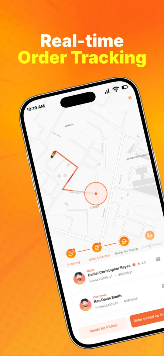 Rundzee Merch app: real-time order tracking on a map
